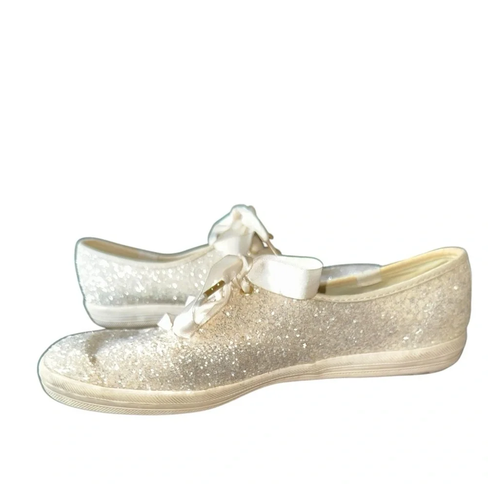 Kate Spade Cream Glitter Keds Sneakers